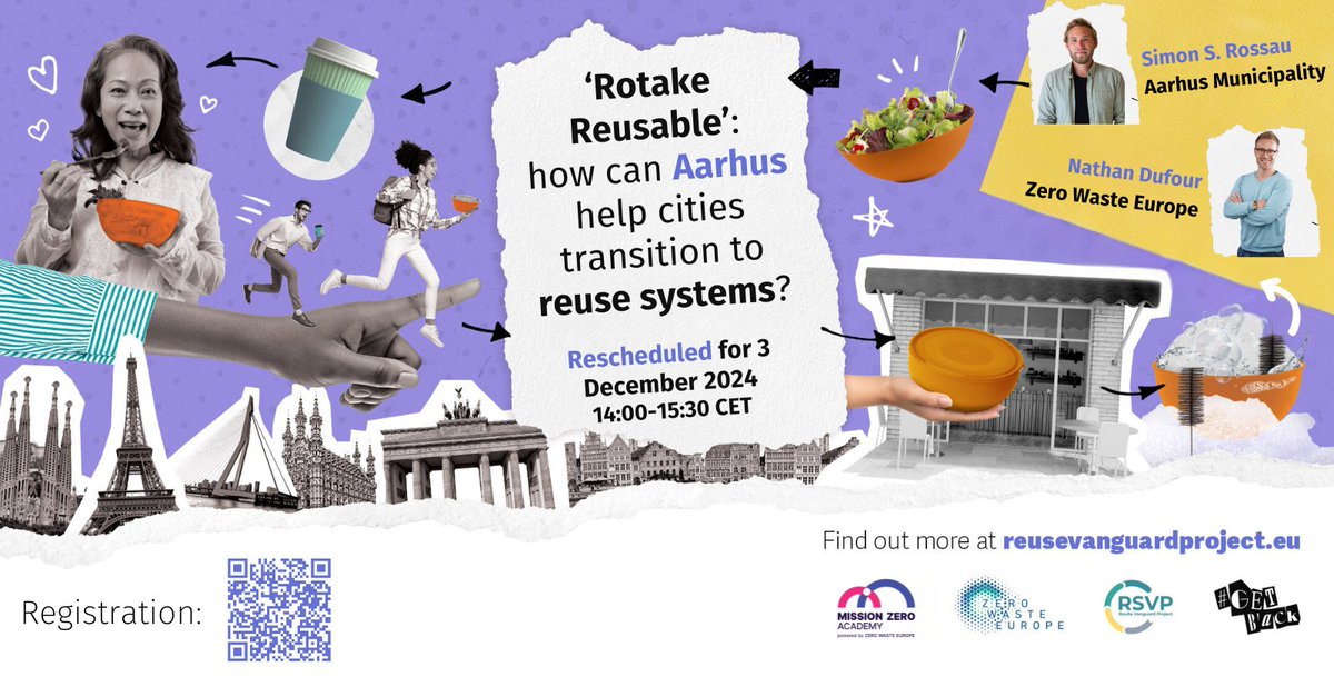 Zero Waste Europe (@zerowasteeurope) on Twitter photo 🙋♀️Are you a fan of:
- #Reuse systems?
- #Denmark (especially #Aarhus)?
- Sustainable solutions that benefit consumers, businesses, and the environment?
Join the <a href="/MiZAcademy/">Mission Zero Academy</a> - RSVP - ZWE #webinar on Aarhus' "Rotake Reusable" project on 3 December 2024!
zurl.co/8bxt 🙋♀️Are you a fan of:
- #Reuse systems?
- #Denmark (especially #Aarhus)?
- Sustainable solutions that benefit consumers, businesses, and the environment?
Join the <a href="/MiZAcademy/">Mission Zero Academy</a> - RSVP - ZWE #webinar on Aarhus' "Rotake Reusable" project on 3 December 2024!
zurl.co/8bxt