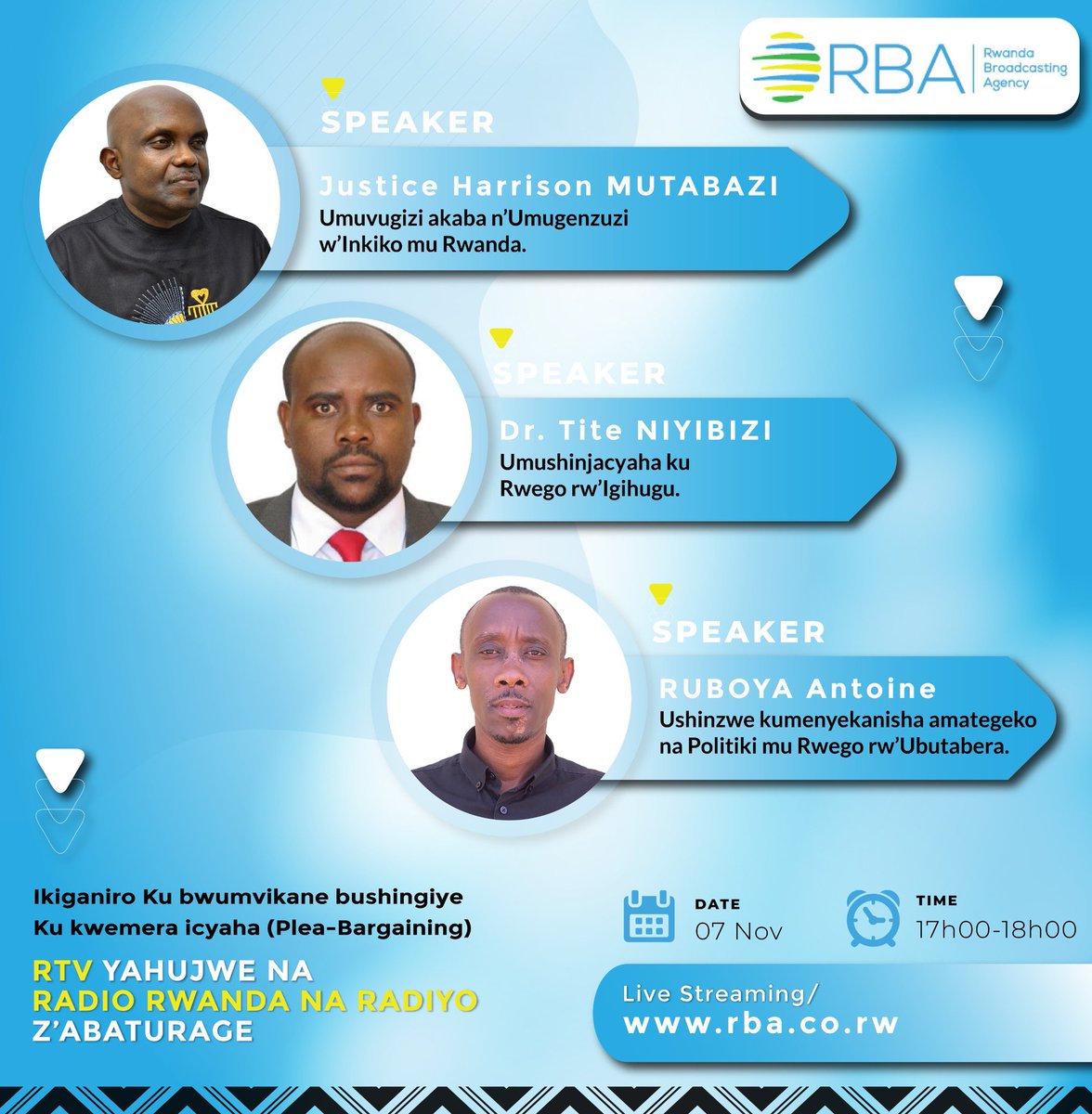 Tubararikiye gukurikira mu kanya kuva saa kumi n'imwe (17h00) kugeza saa kumi n'ebyiri (18h00), iki kiganiro kuri <a href="/rbarwanda/">Rwanda Broadcasting Agency (RBA)</a>