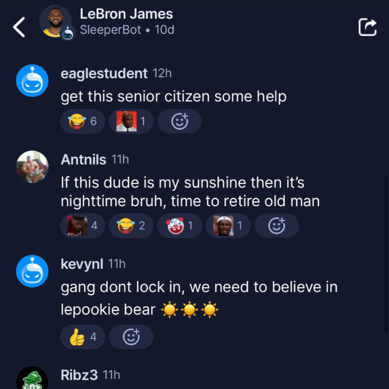 SleeperHQ's tweet photo. The stuff you read in Sleeper chats be wild 💀