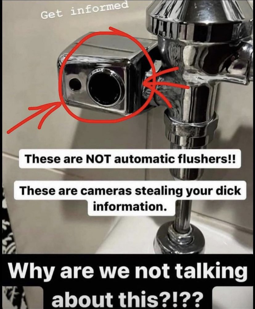 Dsanders_1952's tweet photo. Does anyone have additional information?! Hubby just sent me this. Apparently has been going on for decades now! Where are they storing these photos and for what reason!!!!??

#ElonMusk #urinalcameras #WeinerGate #poop https://t.co/Pms1GVc3Ja
