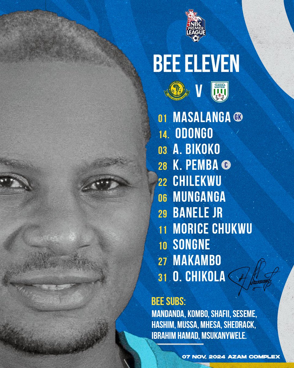 taboraunitedfc's tweet photo. #TeemSheet⚽

🔙 Makambo na Songné' wanaanza.
💪 Seseme na Mhesa wanaanzia benchi.
🆕 Pemba ndiye nahodha.

Mawazo yako kuhusu kikosi? 👇🏼

#WeAreBees💙 | #NBCPremierLeague | #NyukiWaTabora🐝 https://t.co/LMuXrsaTbe