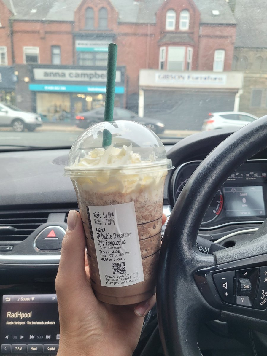 A double chocolate chip frappuccino from Starbucks. It just doesn't get any better than this 😋😍