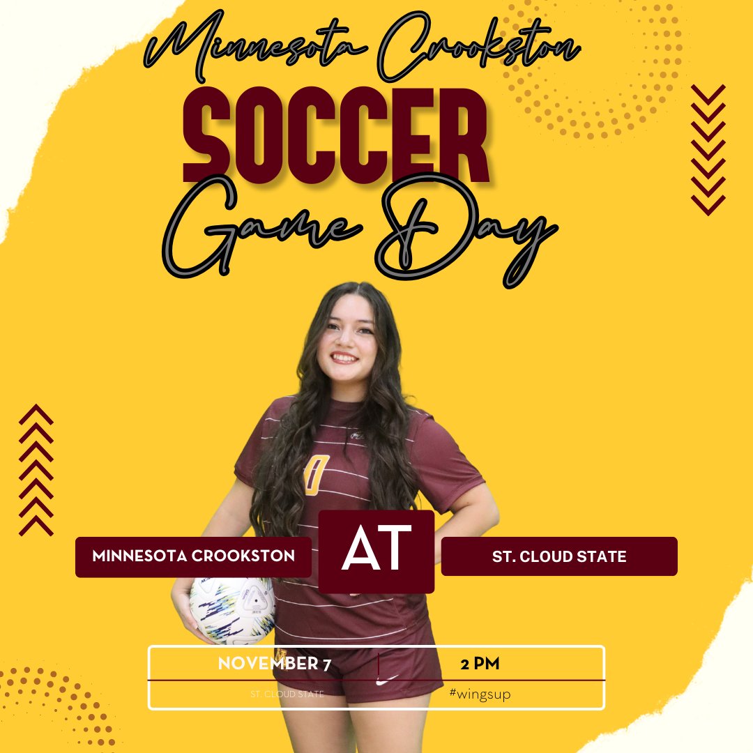 Golden Eagle Sports (@umncrookstonath) on Twitter photo The <a href="/UMNCrookstonSoc/">Golden Eagle Soccer</a> team wraps up the 2024 season this afternoon in the Granite City!
🆚St. Cloud State
⏰2 p.m.
📈scsuhuskies.com/sidearmstats/w…
📺nsicnetwork.com/scsuhuskies/
📍Husky Stadium, St. Cloud, Minn.
#WingsUp The <a href="/UMNCrookstonSoc/">Golden Eagle Soccer</a> team wraps up the 2024 season this afternoon in the Granite City!
🆚St. Cloud State
⏰2 p.m.
📈scsuhuskies.com/sidearmstats/w…
📺nsicnetwork.com/scsuhuskies/
📍Husky Stadium, St. Cloud, Minn.
#WingsUp