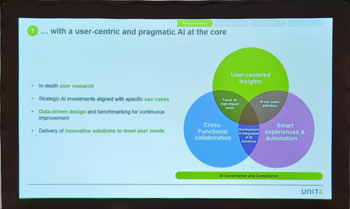 And @Unit4Global
Wants to be user centric and pragmatic with #AI at the core. 
#Unit4AnalystSummit24