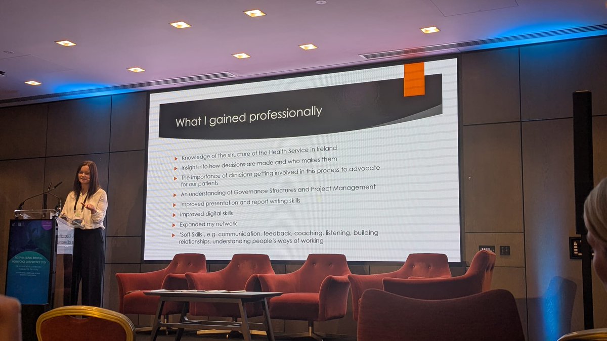 NDTP_HSE's tweet photo. Dr McAteer presenting what she gained professionally from her fellowship with @PwC https://t.co/XDOwGN8dig