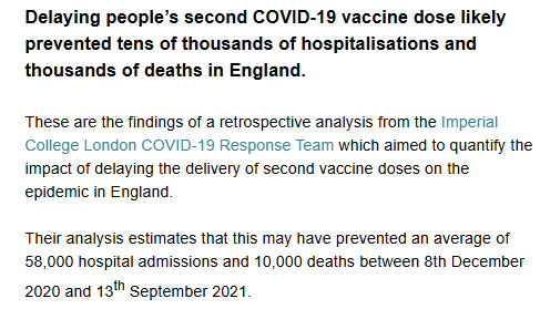 Sam_Dumitriu's tweet photo. What was the most clarifying political moment of the last decade?

For me, it was when Tony Blair said we should prioritise giving as many people as possible a single-dose of the covid vaccine and the subsequent 'expert' backlash.

Turns out he was right and they were wrong. https://t.co/QGxOC3ixWo