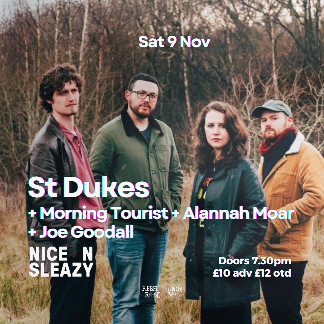Laura Rosierse (@laurarosierse) on Twitter photo Tickets for this Saturday's <a href="/StDukes_/">St. Dukes</a> show at <a href="/nice_n_sleazy/">Nice N Sleazy</a> with support from Joe Goodall, @alannahmoar & <a href="/MorningTourist/">morning tourist</a> are still available, and will be available on the door - only paid by card - for ÂŁ12!
Music starts at 7.45pm so do not be late!
linktr.ee/llivelymusic Tickets for this Saturday's <a href="/StDukes_/">St. Dukes</a> show at <a href="/nice_n_sleazy/">Nice N Sleazy</a> with support from Joe Goodall, @alannahmoar & <a href="/MorningTourist/">morning tourist</a> are still available, and will be available on the door - only paid by card - for ÂŁ12!
Music starts at 7.45pm so do not be late!
linktr.ee/llivelymusic