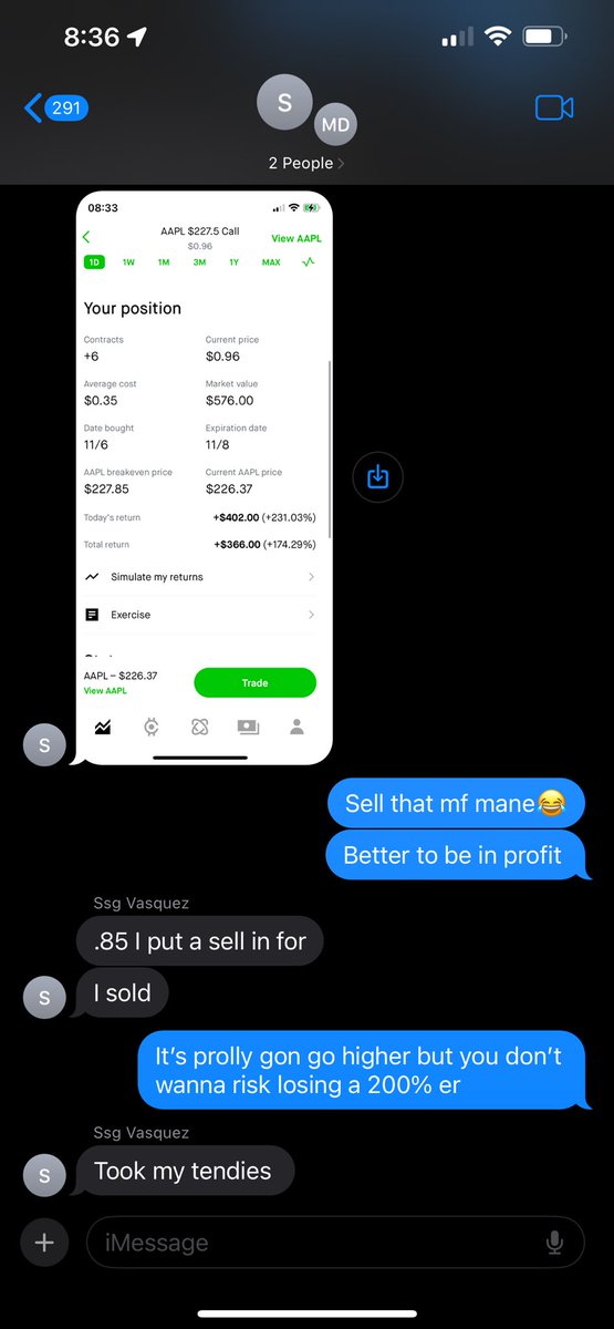 daddy_dahveed's tweet photo. $AAPL told bro to get in Apple yesterday before close, I got in 230 calls and he took the 227s, 200% gains on the open baby😌 take it n run 🏃🏿‍♂️💨 https://t.co/hsJKAgXNmy