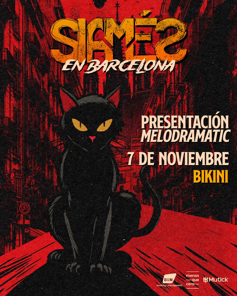 Tonight we meet again, BARCELONA! ❤️🇪🇸

Join us tonight at Bikini to celebrate and support the release of our new album 𝘔𝘌𝘓𝘖𝘋𝘙𝘈𝘔𝘈𝘛𝘐𝘊 and all the band’s classics as part of the MELODRAMATIC tour 🥳 

🎫 Tickets available in linktr.ee/siames