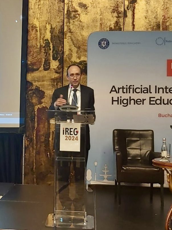 JosepMGarrell's tweet photo. Many thanks to @WSiwinski and #IREG for the opportunity to explain today in #Romania what the @euatweets is doing promoting the responsible use of #AI in #highereducation. Very happy to see the important commitment of Minister @ligiadeca in such important topic.
#IREG2024 👇🏻 https://t.co/xcCrrSEuLp