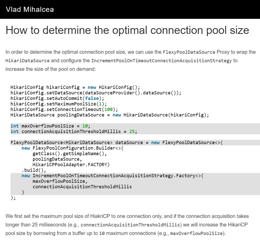 The best way to determine the optimal connection pool size

vladmihalcea.com/optimal-connec…