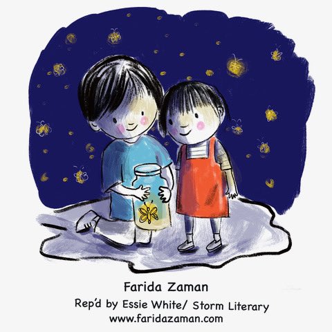My name is Farida Zaman, I am an author/illustrator rep’d by the lovely Essie White of @stormliteraryagency. 
.
.
.
#kidlitpostcard #kidlitpostcardday #kidlitillustration #kidlitart #childrensbookillustration