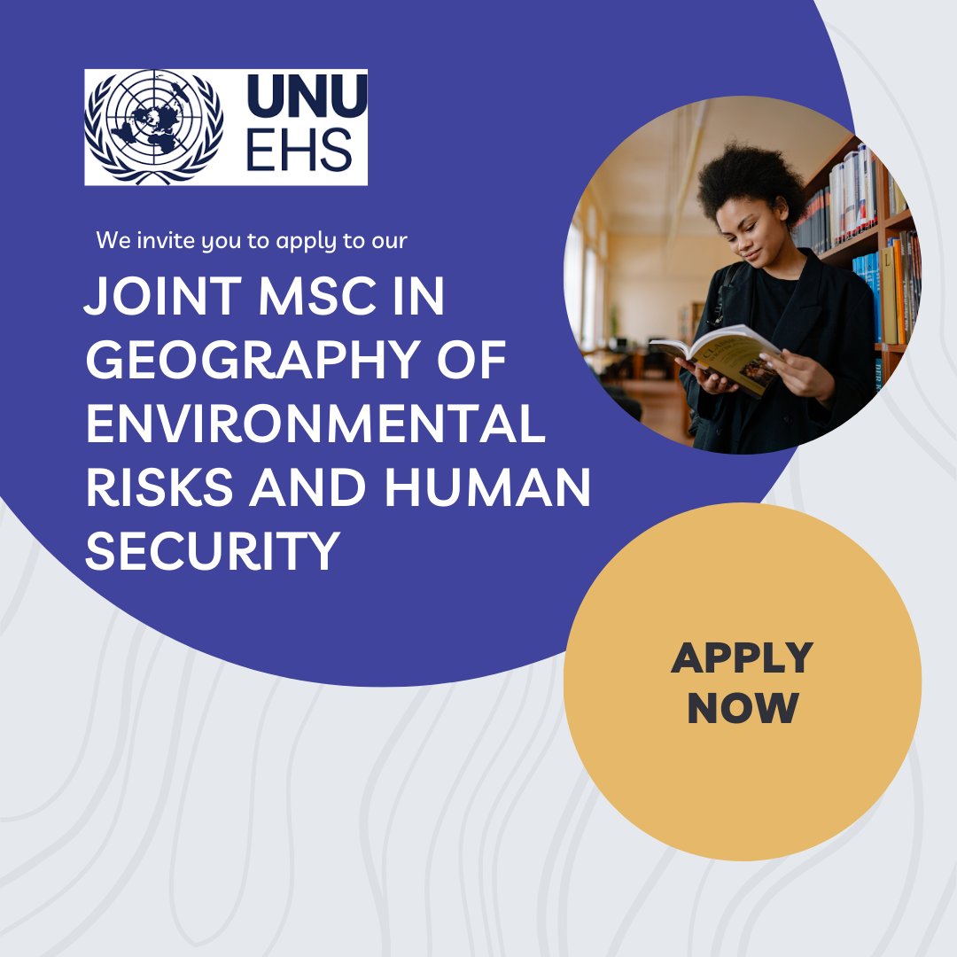 🌍 Apply now for the MSc in Geography of Environmental Risks &amp; Human Security at UNU-EHS! 

📅 Deadline: 15 Dec 2024
🏫 Start: Oct 2025
📍 Location: Bonn, Germany
🎓 EPOS scholarships available!

👉 Apply now: wp.me/p23f03-bzQ

#MSc #EnvironmentalRisks #ClimateChange