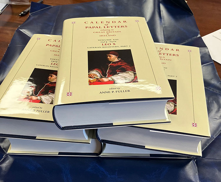Love it when a new edition is delivered! Anne P. Fuller's posthumously published calendar of the outstanding Irish and British material in the Curia for the papacy of Leo X is now available. It was prepared for publication by Dr Alan Macquarrie.