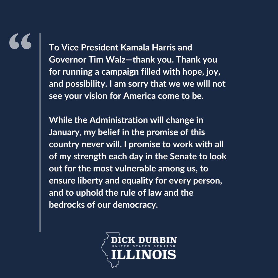 SenatorDurbin's tweet photo. My thoughts on the outcome of the 2024 election. https://t.co/lnhYWqk58U
