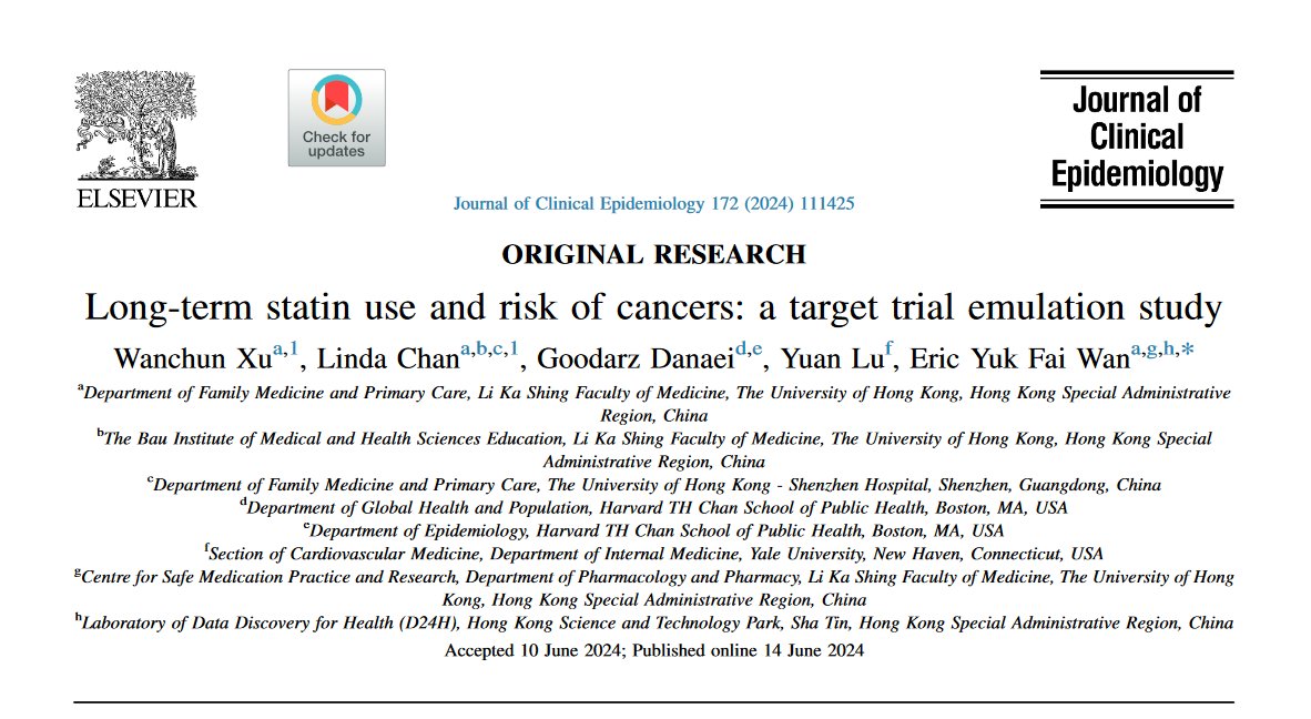📚 Today at our #JournalClub, we delved into "Long-term statin use and risk of cancers: a target trial emulation study" by Xu et al. (2024) 👇.
We had an insightful discussion on the importance of #TargetTrialEmulation in epidemiological research!

doi.org/10.1016/j.jcli…