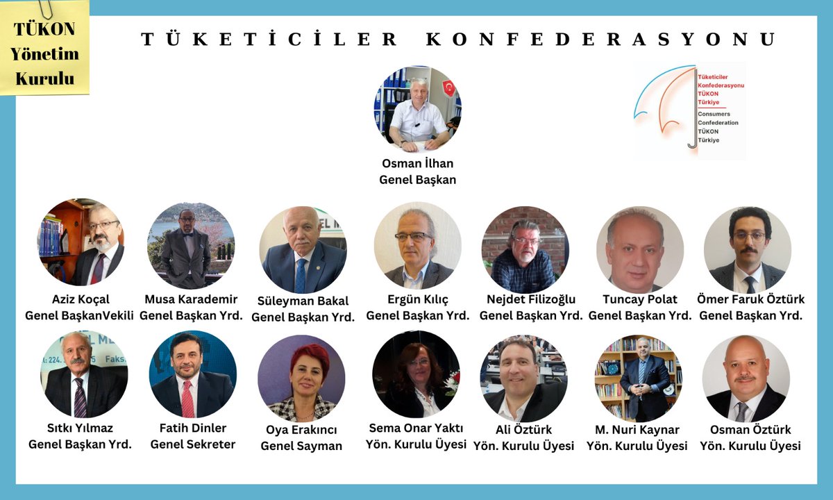 Tükon-Tüketiciler Konfederasyonu yönetim kurulunu temsil eden bileşen üç federasyon olarak bizleri birinci yıl için temsil eden Aziz Koçal başkanımıza teşekkür ediyor, genel başkanlık görevini devralan Osman İlhan'a başarılar diliyoruz.