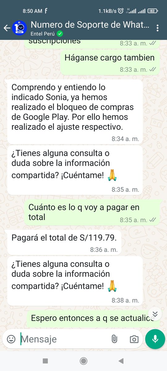 SgasparU's tweet photo. @EntelPeru Esto fue el 30 de octubre antes q se venciera el recibo ahora tengo el recibo vencido a la espera q me den solución xq no cumplieron con la solución @OSIPTEL https://t.co/mVYeP2haNf