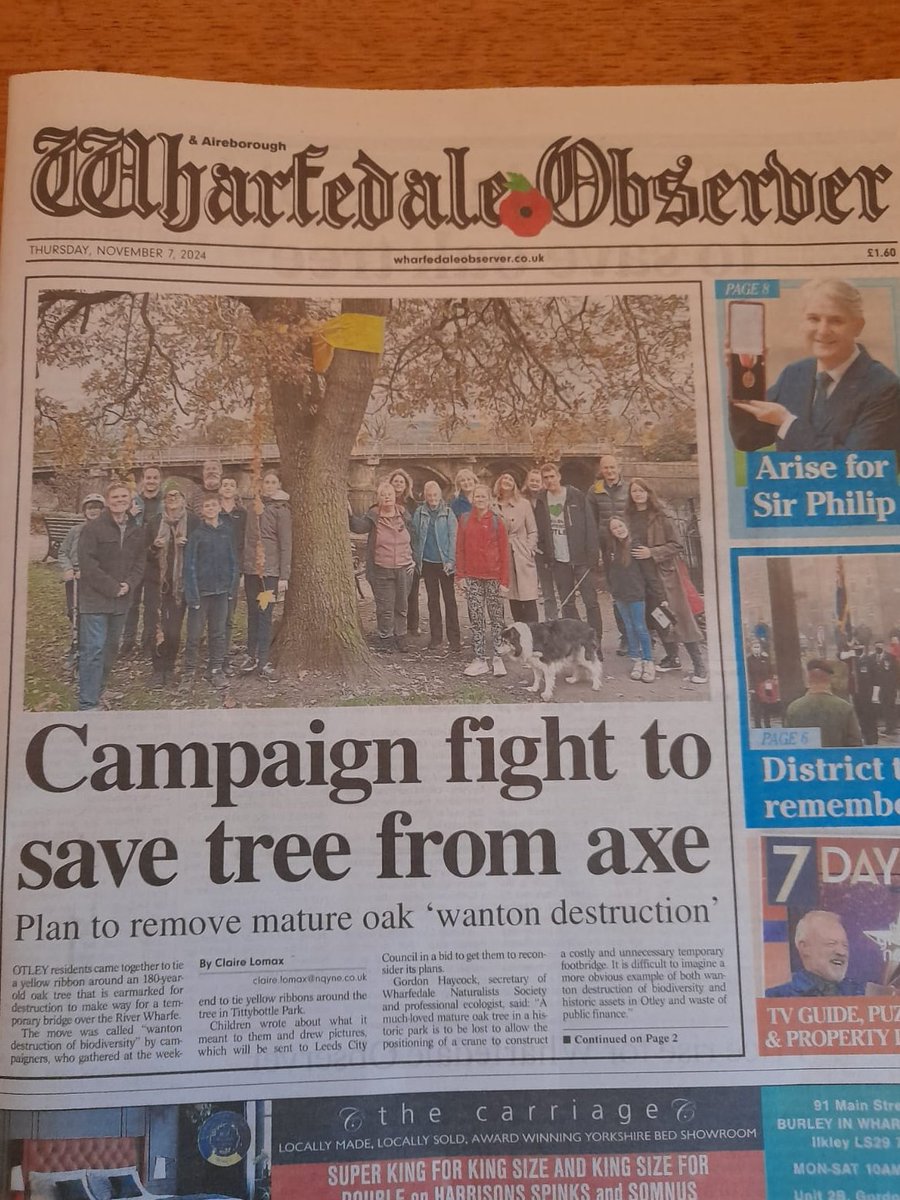 Otley2030 (@otley2030) on Twitter photo Thanks to <a href="/wharfeobserver/">Wharfedale Observer</a> for front-page news today! <a href="/LeedsCC_CEAQ/">LCC Climate, Energy & Air Quality</a> <a href="/LeedsCC_Help/">Leeds Council Help</a> <a href="/LeedsCC_News/">Leeds Council News</a> the #Otley community deserves a proper consultation & environmental impact assessment at #Otley bridge. And to keep this oak in historic Tittybottle Park. Will you reconsider?
#PLSRT Thanks to <a href="/wharfeobserver/">Wharfedale Observer</a> for front-page news today! <a href="/LeedsCC_CEAQ/">LCC Climate, Energy & Air Quality</a> <a href="/LeedsCC_Help/">Leeds Council Help</a> <a href="/LeedsCC_News/">Leeds Council News</a> the #Otley community deserves a proper consultation & environmental impact assessment at #Otley bridge. And to keep this oak in historic Tittybottle Park. Will you reconsider?
#PLSRT