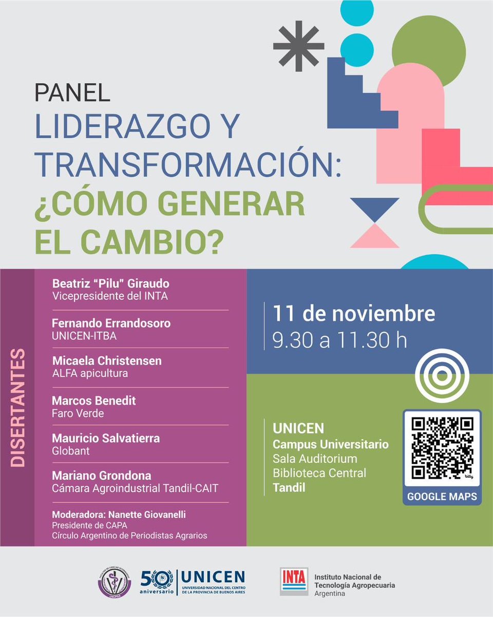 👉 Panel “Liderazgo y Transformación: ¿Cómo generar el cambio?”

🗓️ 11 de noviembre, de 9.30 a 11.30.

🤝 Es un espacio interinstitucional organizado por el <a href="/intaargentina/">INTA</a> en articulación con la UNICEN.

📍Tandil, Buenos Aires.

<a href="/INTAtandilCM/">INTATandil</a> <a href="/INTABalcarce/">INTABalcarce</a> <a href="/UNICEN_Oficial/">UNICEN</a>