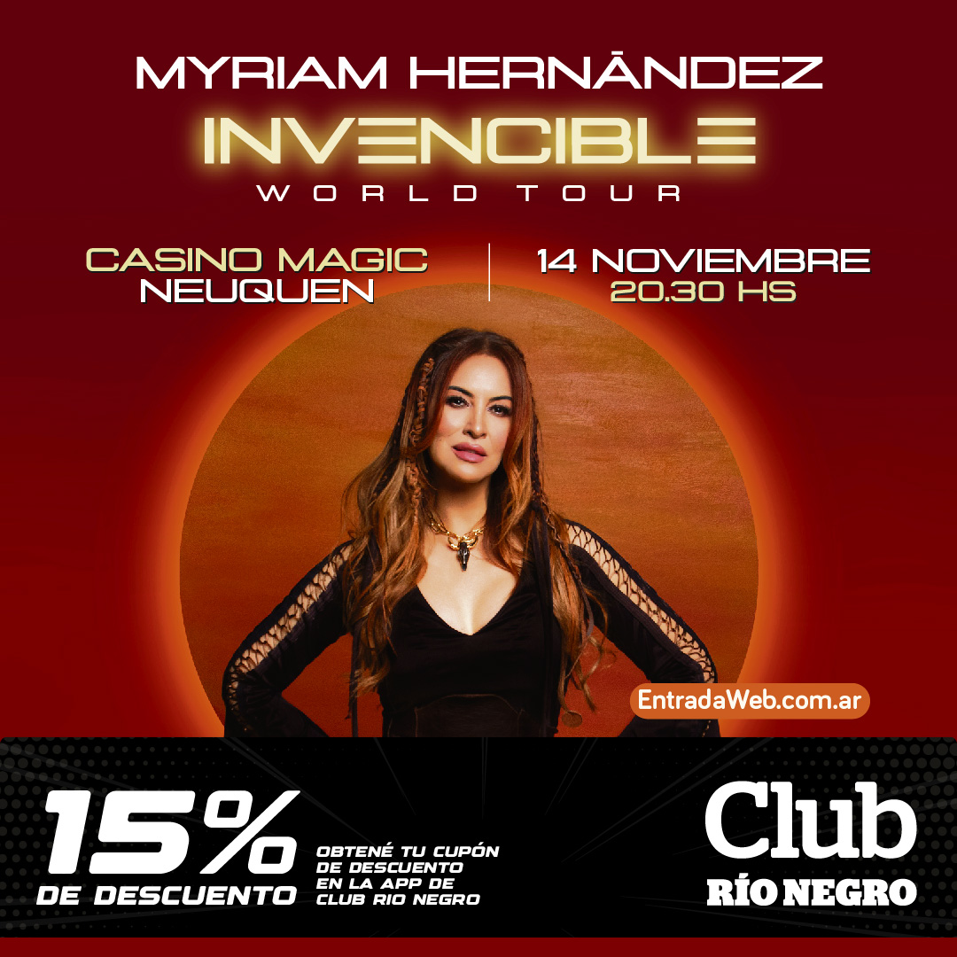 ClubRioNegro's tweet photo. ~☆ Myriam Hernández INVENCIBLE World Tour 💥  

No te pierdas este show único, donde el amor y la música se unen en una noche especial ♫ ♪ 💃

✨¡Beneficio exclusivo! 
🎟️ENTRADAS LIMITADAS ⚠️ 

🌟𝐒𝐮𝐬𝐜𝐫𝐢𝐛𝐢𝐭𝐞 ¡Y EMPEZA A AHORRAR! ​ 🤗 https://t.co/Iq1rRAMHHf