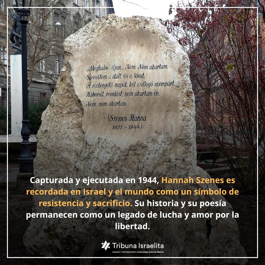 #UnDíaComoHoy | El 7 de noviembre de 1944, Los nazis ejecutan a Hannah Szenes, poeta húngara y miembro del cuerpo de paracaidistas de la Hagganah, tras ser capturada por la policía nazi cuando intentaba ayudar a la organización de la resistencia judía local.