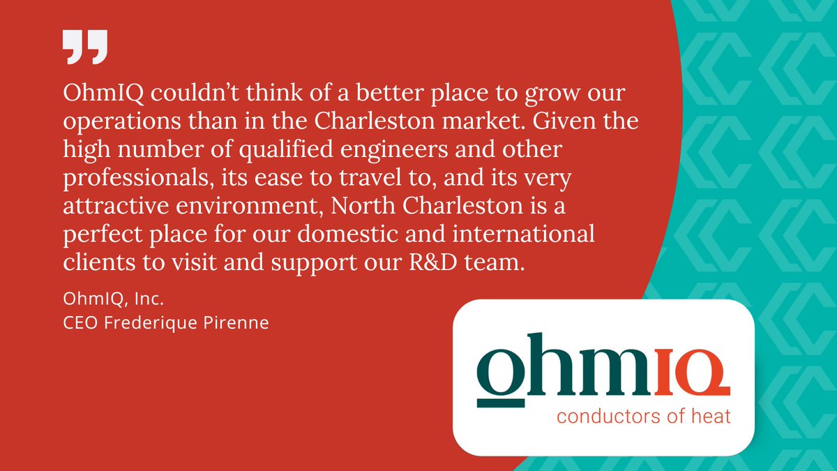 We're thrilled to announce that OhmIQ is expanding its operations in Charleston County. Their $1.1 million investment will create 21 new jobs. 

Read more: bit.ly/3YCZX0r

<a href="/SCcommerce/">SC Dept. of Commerce</a>, <a href="/NorthCharleston/">North Charleston</a>  

#cced #economicdevelopment