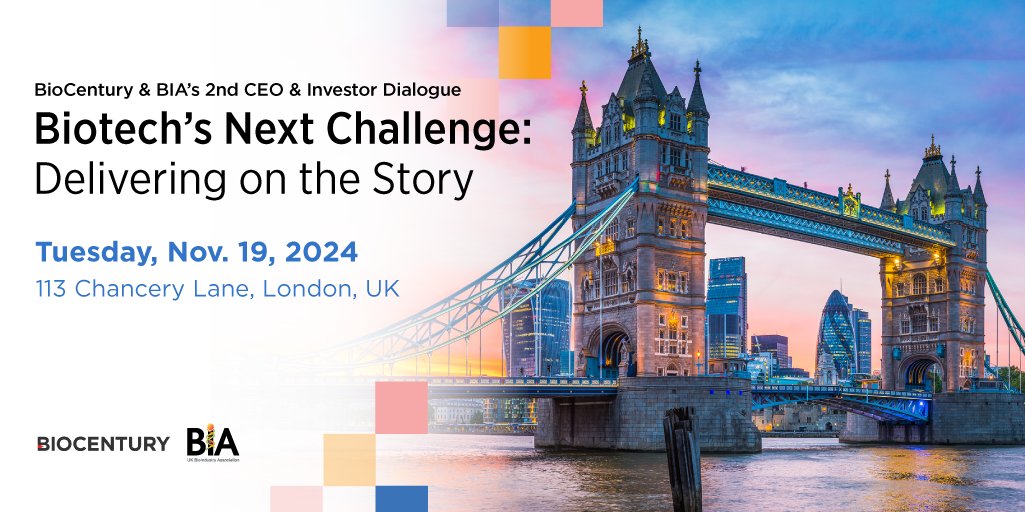 Josh Berlin (@biopharmajosh) on Twitter photo Are you attending London Life Sciences Week?
If so, join <a href="/BioCentury/">BioCentury</a> and <a href="/BIA_UK/">BioIndustry Association (BIA)</a> Nov. 19 (5pm-9pm) for our 2nd CEO and Investor Dialogue and networking reception. Includes fireside chat w/ <a href="/EricTokat/">E. Eric Tokat</a> of Centerview.
conferences.biocentury.com/jefferies-uk-2…
Hope to see you there! #LLSW2024 Are you attending London Life Sciences Week?
If so, join <a href="/BioCentury/">BioCentury</a> and <a href="/BIA_UK/">BioIndustry Association (BIA)</a> Nov. 19 (5pm-9pm) for our 2nd CEO and Investor Dialogue and networking reception. Includes fireside chat w/ <a href="/EricTokat/">E. Eric Tokat</a> of Centerview.
conferences.biocentury.com/jefferies-uk-2…
Hope to see you there! #LLSW2024