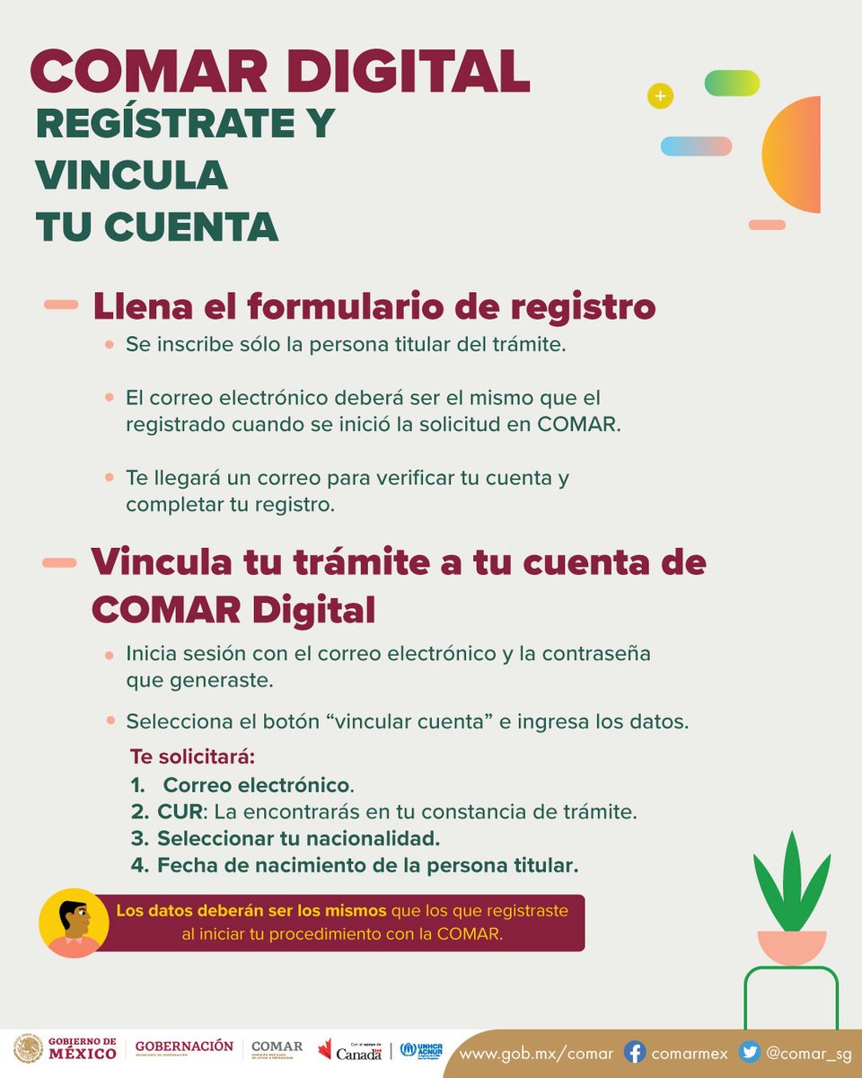 AcnurMexico's tweet photo. 📢 Si haces tu trámite familiar, recuerda que solo la persona titular debe registrarse en #COMARdigital.

👉 Accede aquí para iniciar el proceso: https://t.co/ZP6M8CQYE0

@comar_sg https://t.co/NvMkeyFvCT