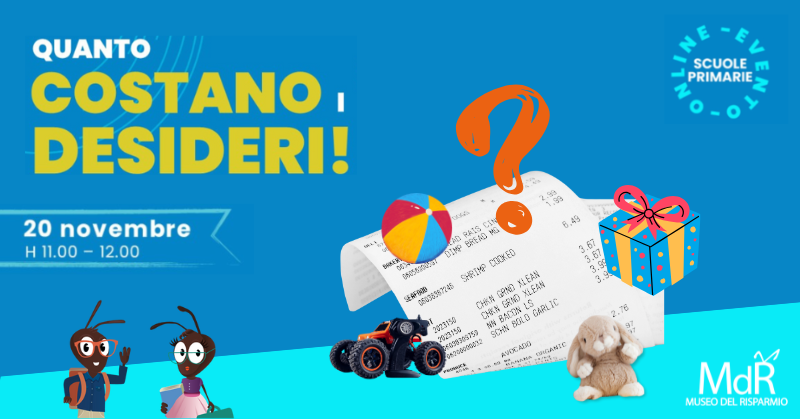 🎉 Evento online “Quanto costano i desideri?” 🎉
20 novembre, ore 11:00
Scopriamo insieme il valore del denaro con For e Mica! Evento gratuito per le scuole primarie, iscrizione obbligatoria entro il 18/11 👇 museodelrisparmio.it/quanto-costano…
#MdR #scuole #educazionefinanziaria