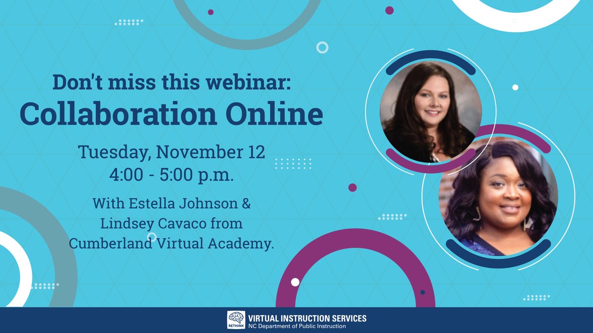 Estella and Lindsay, leaders with Cumberland Virtual Academy, will share how they foster effective online collaboration with students in our next webinar. Don't miss the opportunity to learn from outstanding educators! ✍🏽 Register: bit.ly/4fdRFCI.