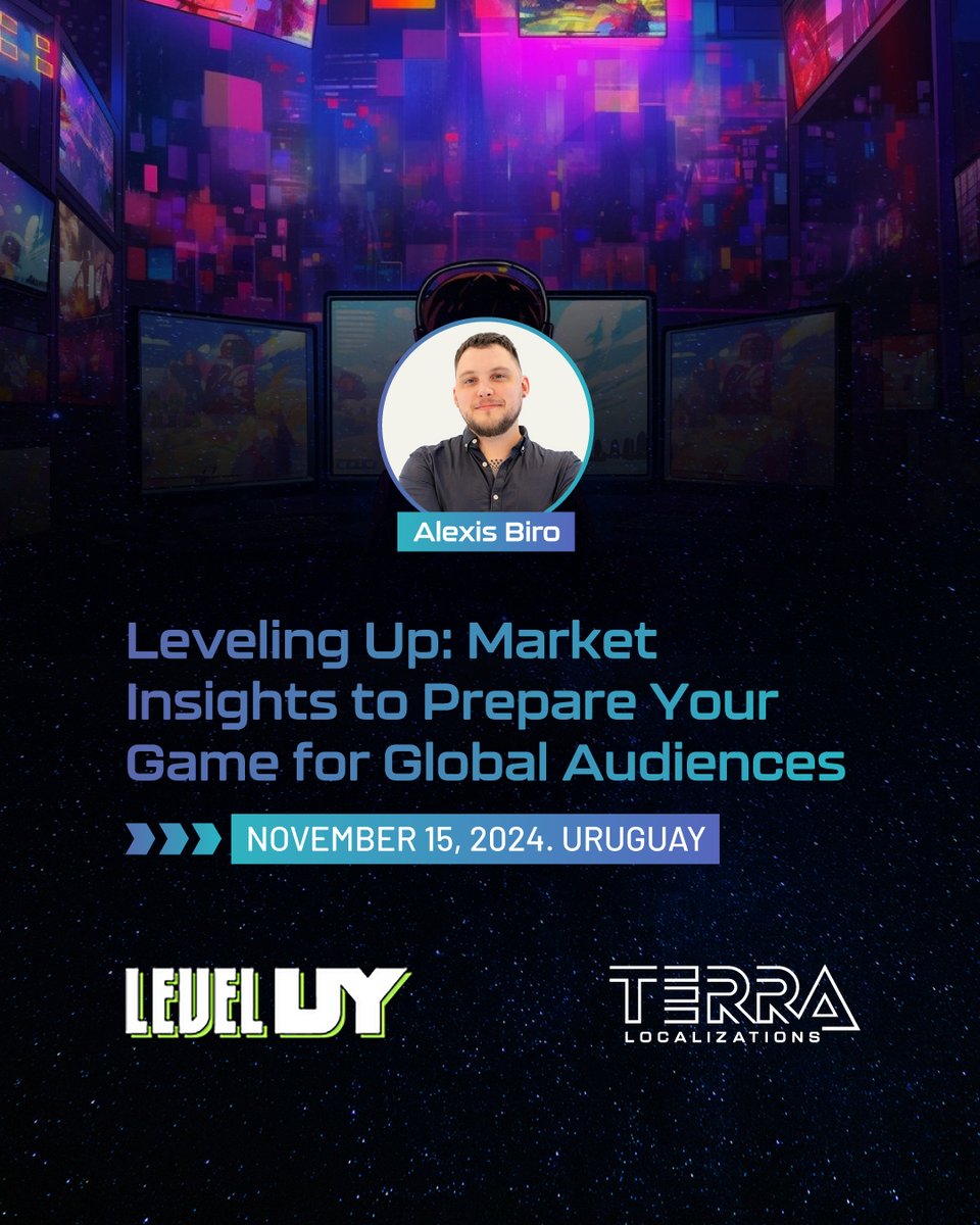 Terra_Loc's tweet photo. 👾 Ready for a geeky #Conference? We sure are!

Our Biz Dev, Alexis, is powering up for her trip to Montevideo, Uruguay to attend #LEVELUY, hosted by the Uruguayan #GameDevelopers Association (CAVI). He is also thrilled to join the speaker lineup on Nov. 15 with an amazing talk. https://t.co/Z1chQCszPT