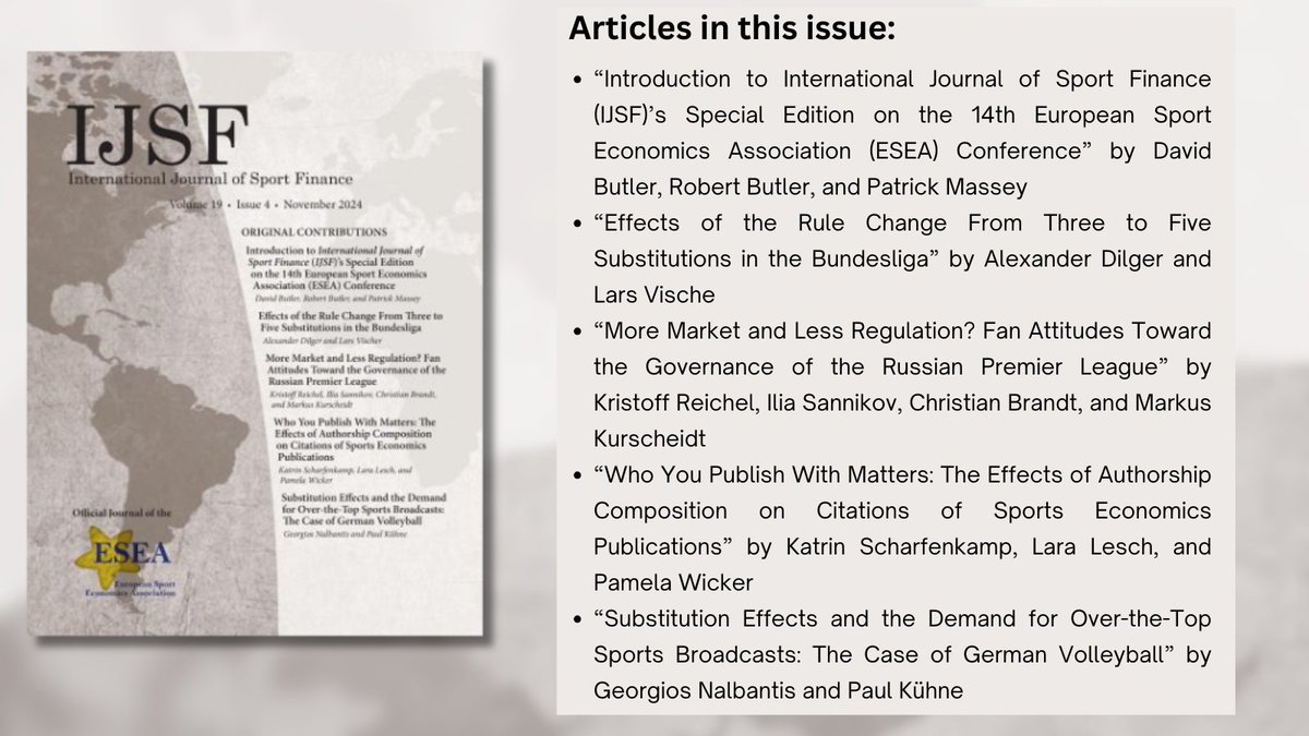 International Journal of Sport Finance (IJSF) 19.4 is now available online: fitpublishing.com/journals/inter…