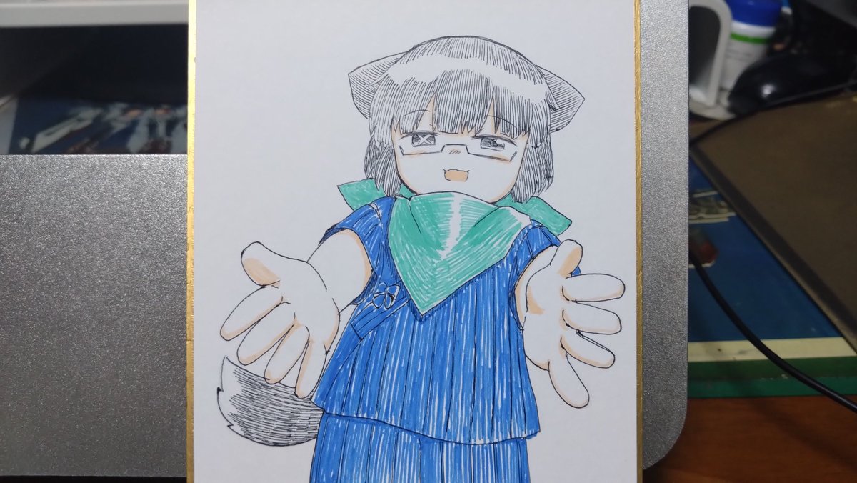 「明日発送します2枚目はお蔵入り 」|オム頭巾のイラスト