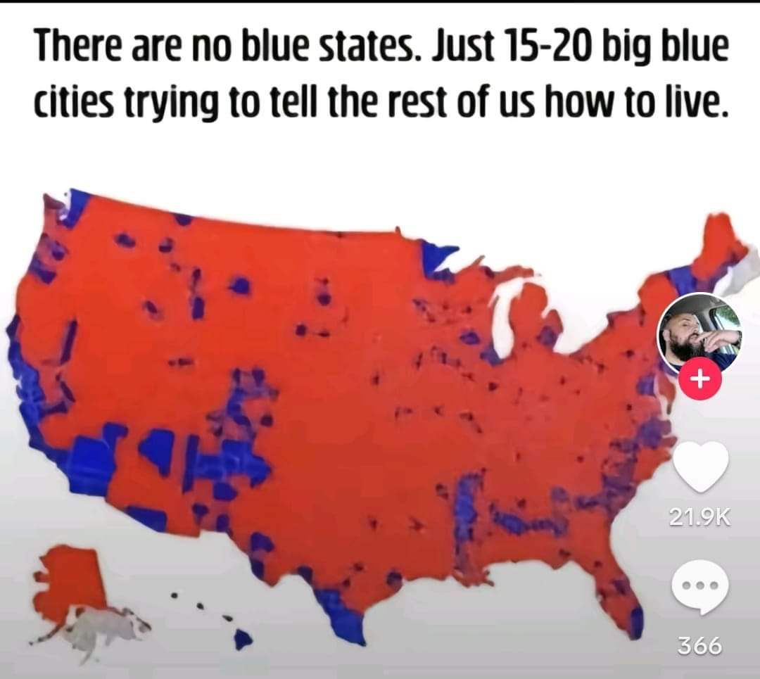 Here's the thing....I understand why the people in the cities vote the way they do. Life has to be scary. You probably do need to be micromanaged by the government because you don't have room to think or breathe even.  Get away from the city once in a while...