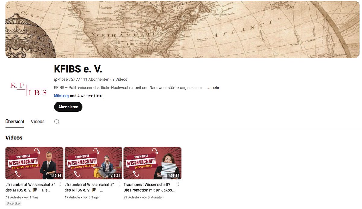 ++ Neue Videos auf unserem #Youtube-Kanal ++

Zwei weitere Videos zu unserer Informationsreihe "Traumberuf #Wissenschaft?" sind nun auf unserem Kanal verfügbar, die sich auf die #Postdoc-Phase fokussieren. Unser Kanal👇

youtube.com/@kfibse.v.2477

Wir wünschen spannende Einblicke!