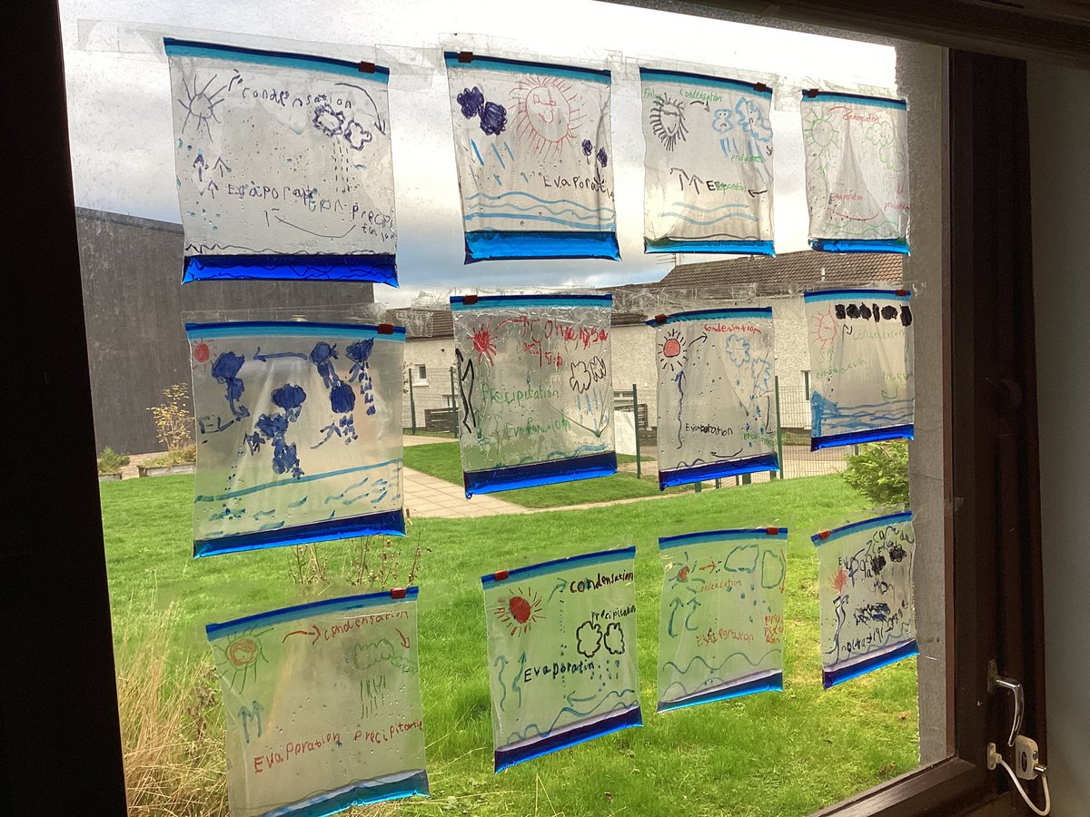 Primary 3 have been looking at the Water Cycle and the process of Evaporation, Condensation and Precipitation. We learnt about it in different ways including making our own and observing the changes throughout the day as well as exploring the process using Lego.