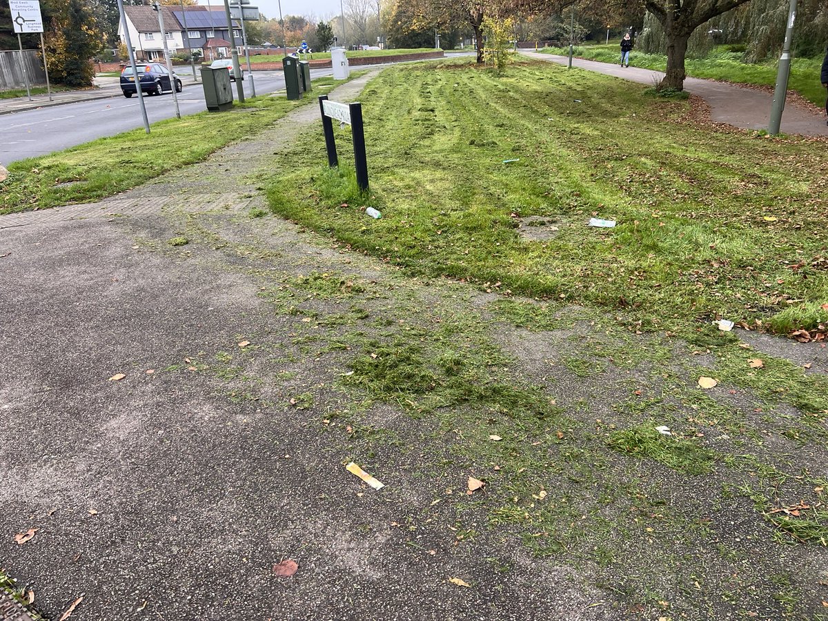 teej18982's tweet photo. @SurreyCouncil @EpsomEwellBC 
Are you kidding?!this looks worse. Edges not done, debris (grass and litter) all over the place and the most uneven cutting I’ve seen.

It looks worse than before they started!
📍Longmead Road x Pound Lane https://t.co/TaaCWoO6Pk