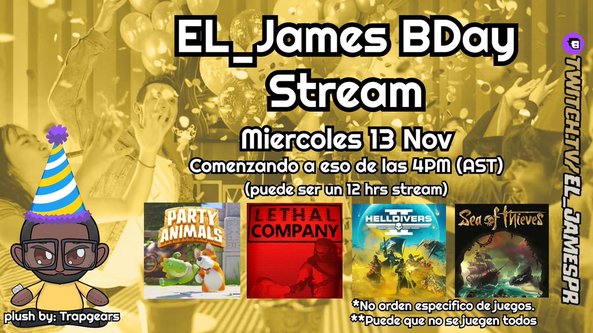 EL_JamesPR's tweet photo. Hello Peps!! Este proximo miércoles estaré celebrando mu cumple con USTEDES la comunidad!! Otro año más con ustedes!!
#HooligansNeverDie
#PuertoRicanStreamer
#KeepItHumble
#BDayCelebration
#Level39
https://t.co/rUzQYypJrq https://t.co/nsjN3YIQ0y