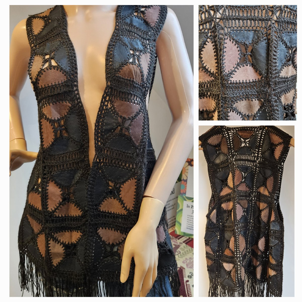 Although surviving since the 1960's, this leather patchwork and crochet waistcoat still has a timeless style and would be a versatile piece to add to most wardrobes #hippiestyle #patchworkwaistcoat #vintagewaistcoat wix.to/WbiAWbp
#checkitout