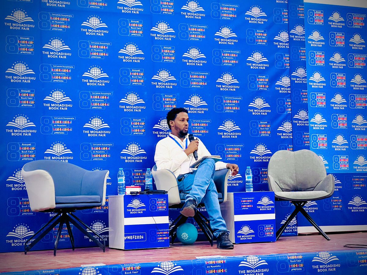 Serving as the moderator at the BOOK PANEL featuring authors Khadra Mohamed with Horjoogsi: Tamarsiinta Nafta and Ibrahim Aden Shire with Halgankii Gunnimodoonka at the Mogadishu Book Fair 2024. 

#MBF2024