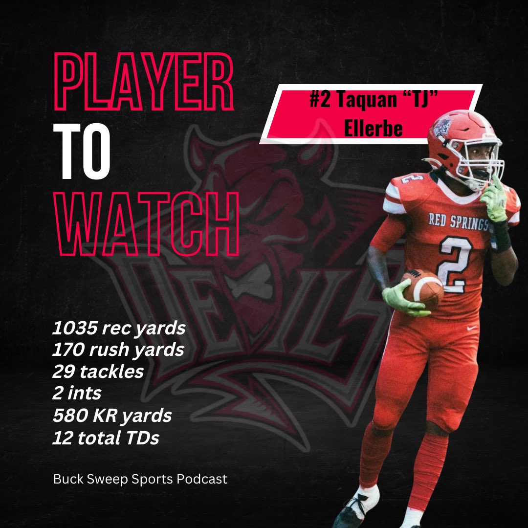 Buck Sweep Sports Podcast (@bucksweepsports) on Twitter photo Big time athlete for the Red Devils does it in all 3 phases of the game. Among the top in 2A in receiving yards and return yards. Only a junior he will be at the top of opponents scouting reports next season. <a href="/RedDevilsRS/">Red Springs High Football</a> @StilesOnSports <a href="/NCSCRecruits/">Carolina Recruits</a> Big time athlete for the Red Devils does it in all 3 phases of the game. Among the top in 2A in receiving yards and return yards. Only a junior he will be at the top of opponents scouting reports next season. <a href="/RedDevilsRS/">Red Springs High Football</a> @StilesOnSports <a href="/NCSCRecruits/">Carolina Recruits</a>