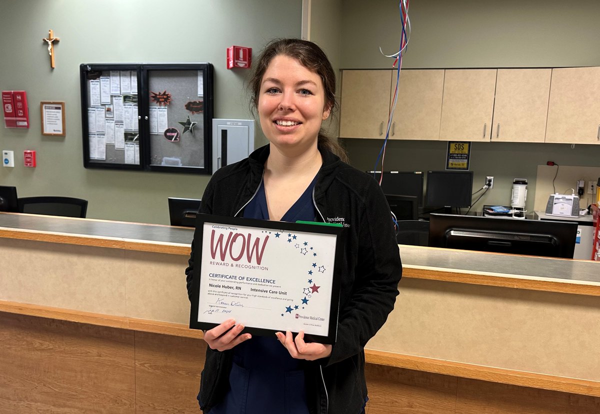 Recent WOW Award recipient, ICU Nurse Nicole Huber, was nominated by Dr. Mike Thompson, who stated that Nicole appropriately tailored end-of-life care in respect to a patient’s condition while keeping their family in mind as they struggled with the loss of a family member.  #WOW