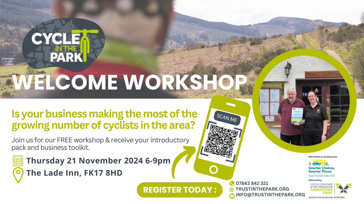 Countryside Trust (@trustinthepark) on Twitter photo 👋🚵♂️Cycling is becoming increasingly popular around the Callander area.
Join us for our FREE workshop <a href="/TheLadeInn/">Frank Park</a> + discover how your business could benefit from welcoming cyclists!
⏬Register to attend/receive your complimentary business toolkit pack tinyurl.com/5n7ejnz7 👋🚵♂️Cycling is becoming increasingly popular around the Callander area.
Join us for our FREE workshop <a href="/TheLadeInn/">Frank Park</a> + discover how your business could benefit from welcoming cyclists!
⏬Register to attend/receive your complimentary business toolkit pack tinyurl.com/5n7ejnz7