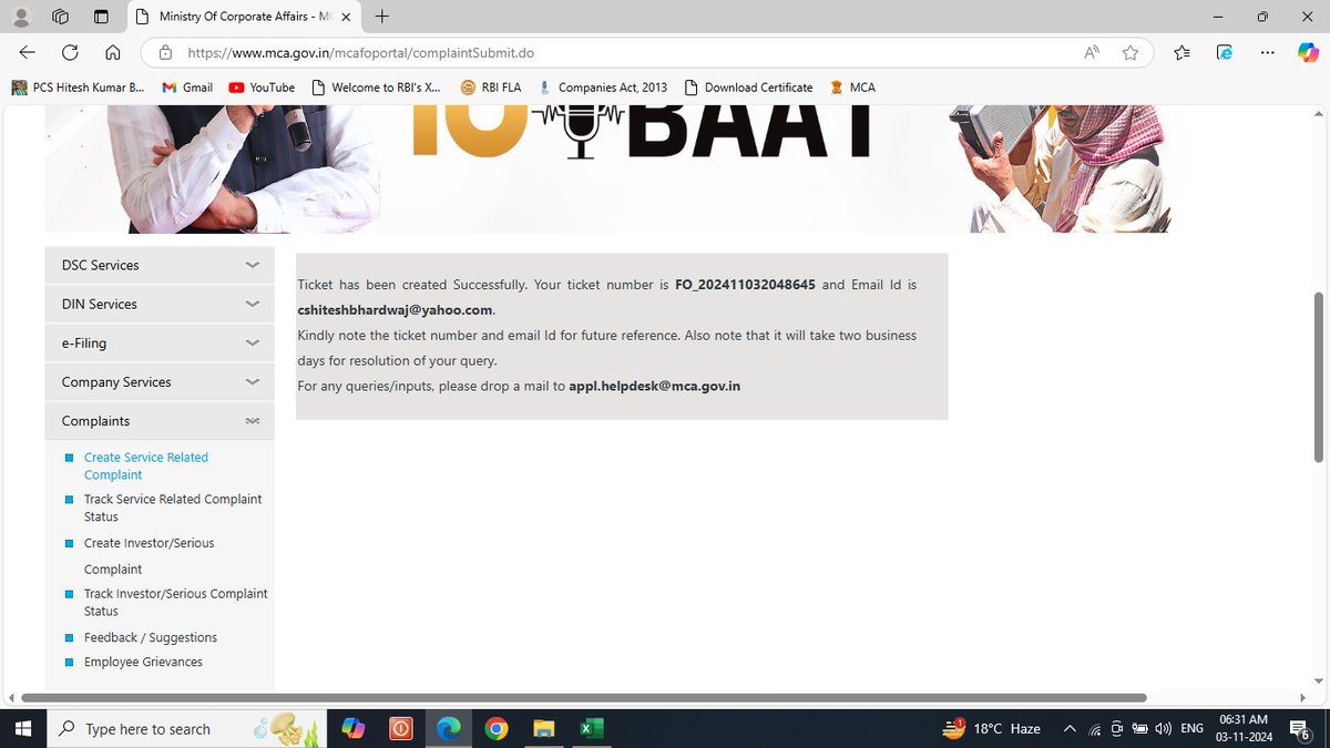 cshkbhardwaj's tweet photo. Dear MCAHelpdesk ticket no. FO_202411072069461 raised. Payment has been deducted   from my account but challan not generated. Already ticket FO_202411032048645 raised but still not solved. @MCA21India @HelpdeskMCA21V3   @PMOIndia @narendramodi @nsitharaman @nsitharamanoffc https://t.co/sicDbjIe9a