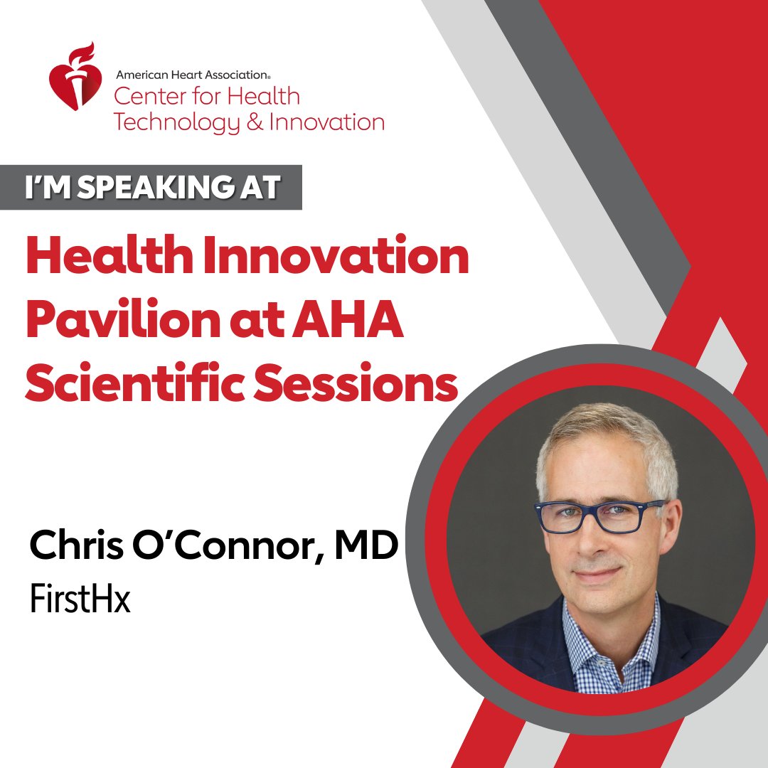 🚨 Just 1 Week Until #AHA24! 🚨

Join us at the Health Innovation Pavilion as our CEO, Dr. Christopher O'Connor, participates in two insightful sessions that showcase how FirstHx is revolutionizing the future of heart and brain health. 

See you in Chicago!

#AHACHTI