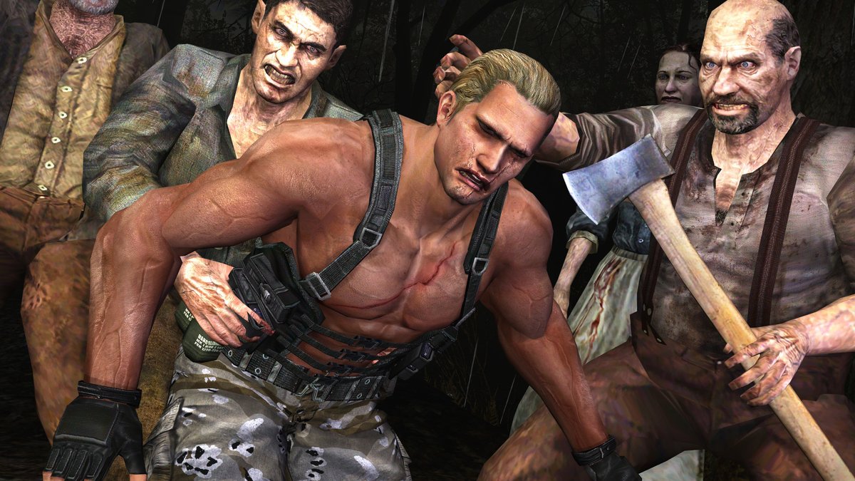 dtg220's tweet photo. The Ganados caught Krauser in their village, and they beat, defeat and restrain him before preparing the coup de grace... https://t.co/Fvku5H8Shh