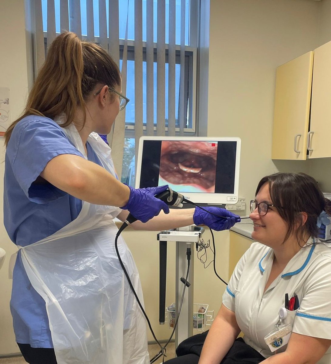 FGH_SLT_NCA's tweet photo. Yesterday our wonderful Abi spent her day completing some more FEE'S competencies, finishing with our own Faye and Izzy! #slttraining #dysphagia #nasoendoscopy https://t.co/DQy5n68UN1