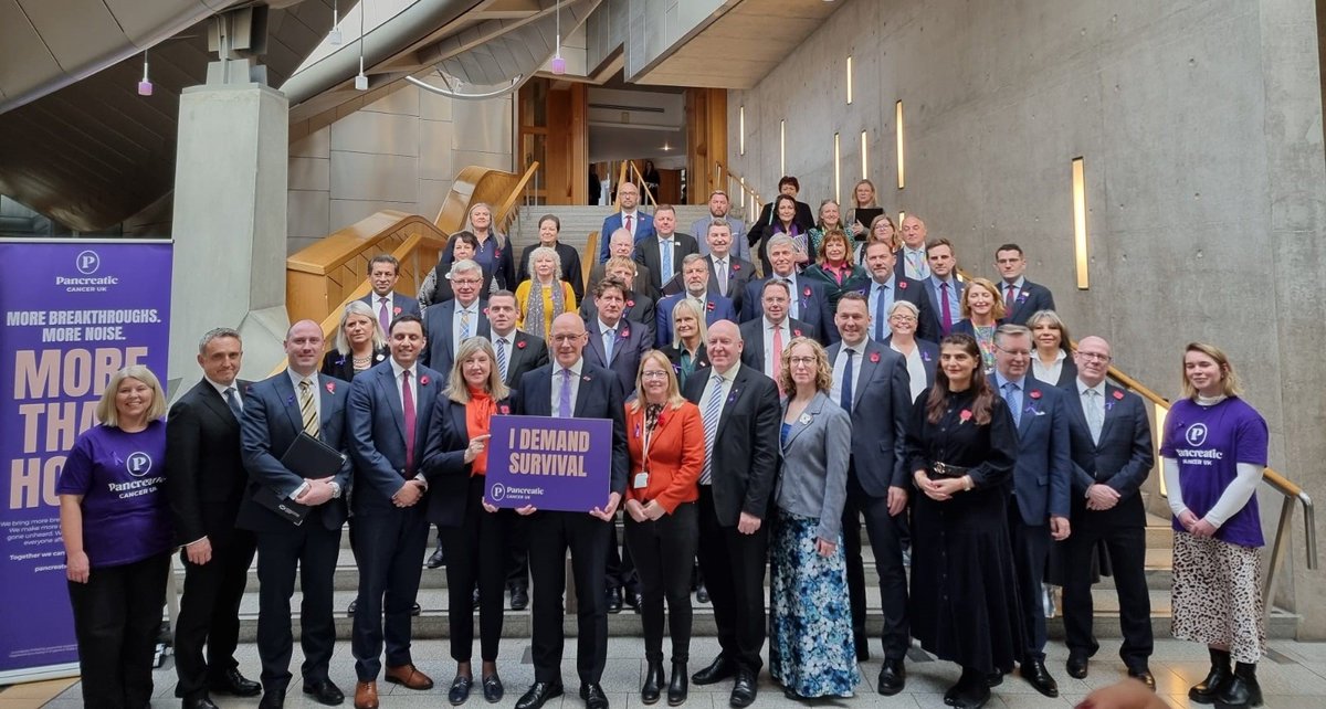 SueJWebber's tweet image. I was pleased to join fellow MSPs in supporting @PancreaticCanUK to mark Pancreatic Cancer Awareness Month & show my support for
🔬earlier diagnosis
🏥better treatment
🔎more research breakthroughs
to improve survival for ppl in Scotland diagnosed with this devastating disease.