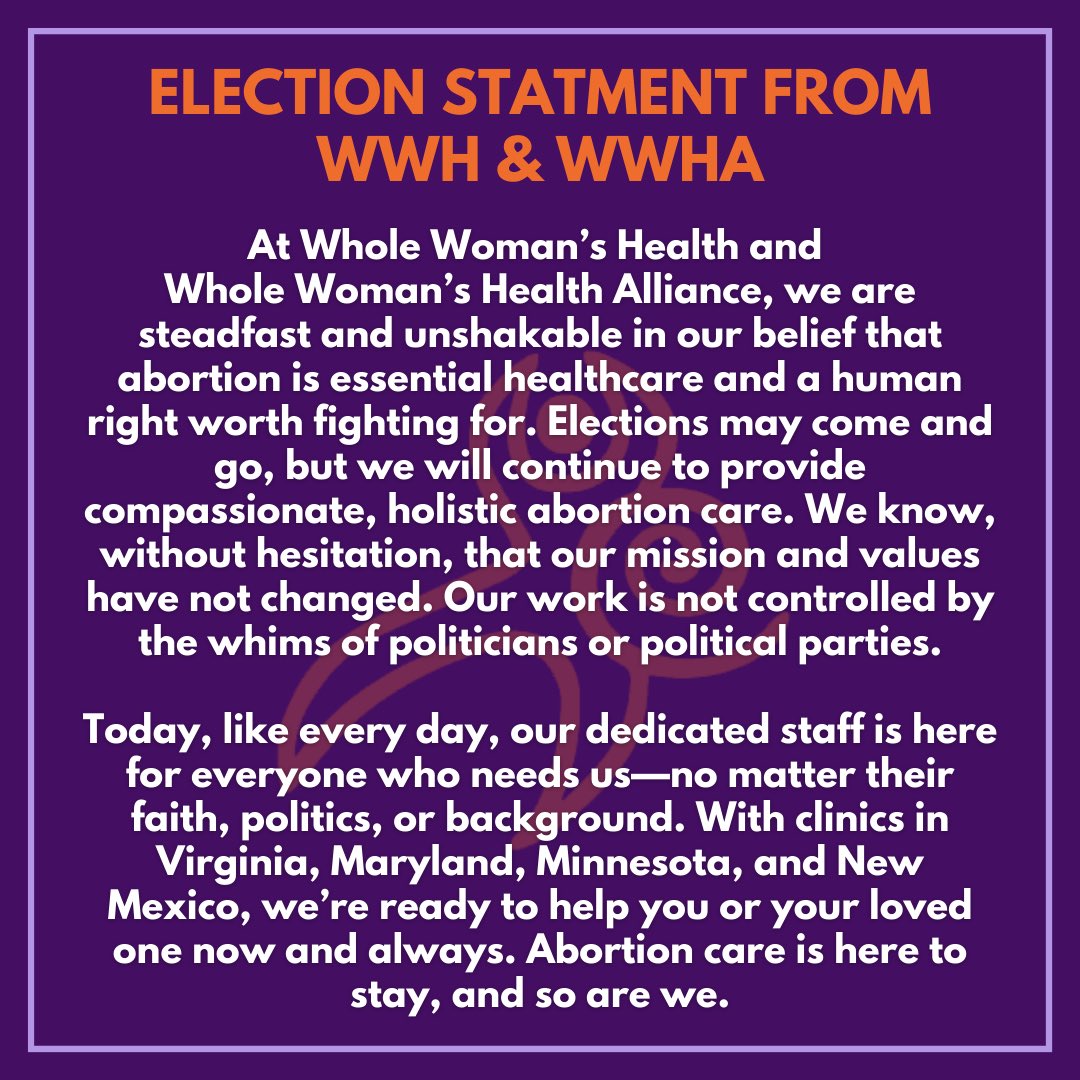 Through every change, our commitment remains. Abortion care is essential, and WWH as well as WWHA are here for you-today and always.

Clinics in VA, MD, MN, &amp; NM are ready to support you or your loved ones.